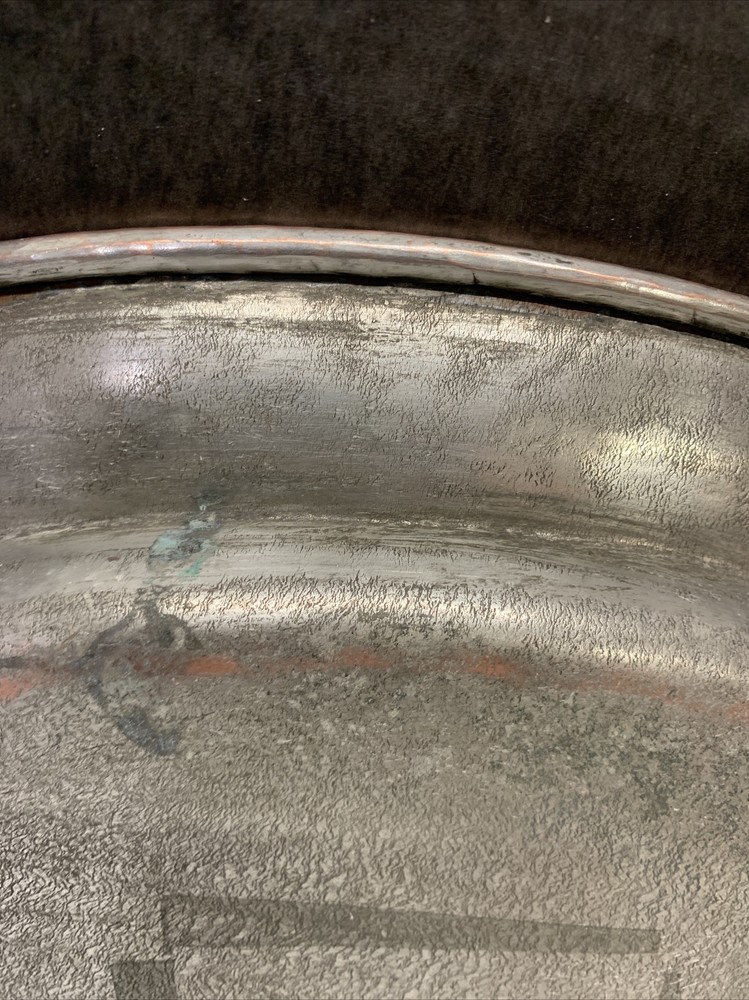 Vintage Tinned Copper Oval Serving Platter 15” X 11”