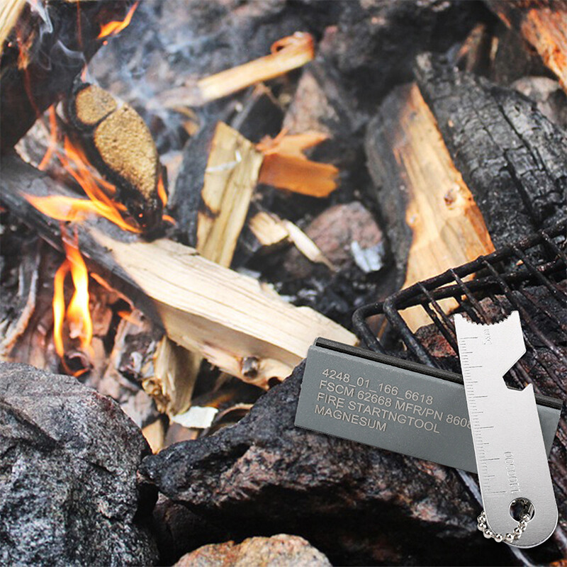 Pocket Keychain Camping Fire Starter Flint Tool Camp Starting Striker Windproof