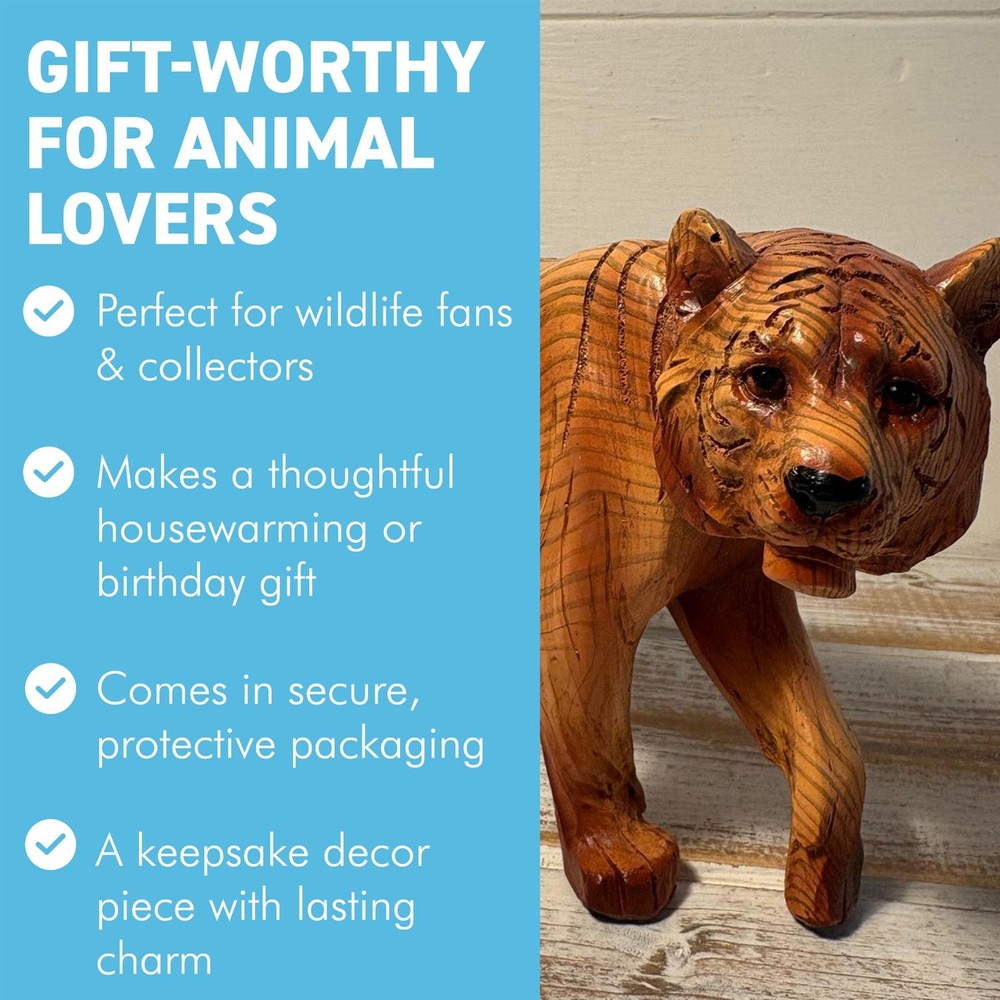 𝗪𝗢𝗢𝗗𝗘𝗡 𝗘𝗙𝗙𝗘𝗖𝗧 𝗧𝗜𝗚𝗘𝗥 𝗢𝗥𝗡𝗔𝗠𝗘𝗡𝗧 Freestanding Animal Figure