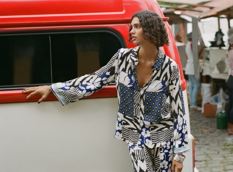 NWT ZARA PRINTED SHIRT & PANTS SET XS $100