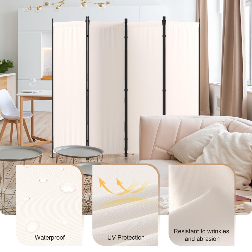 4 Panel Folding Privacy Screen 88" Room Divider Panel For Home Office Dorm Decor