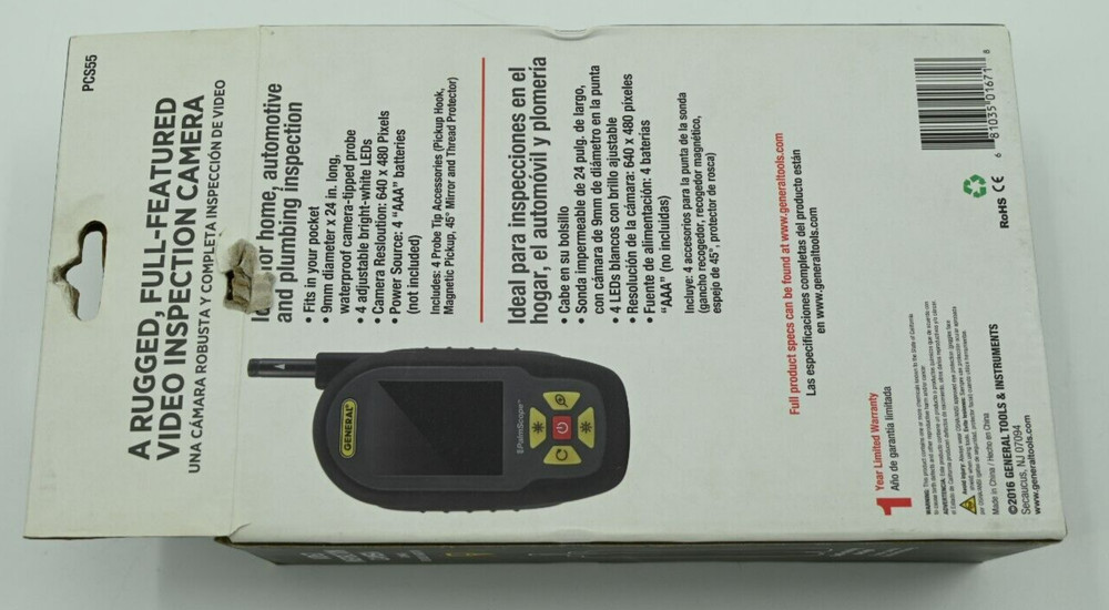 General Tools PCS55 PalmScope Compact Borescope Video Inspection Camera