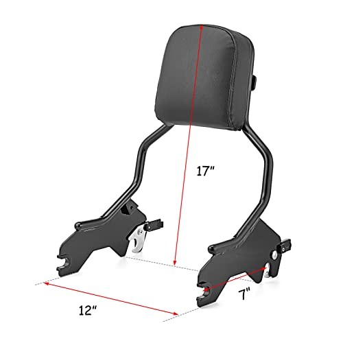 Sissy Bar Standard Height Passenger Backrest Pad Gloss Black Compatible with