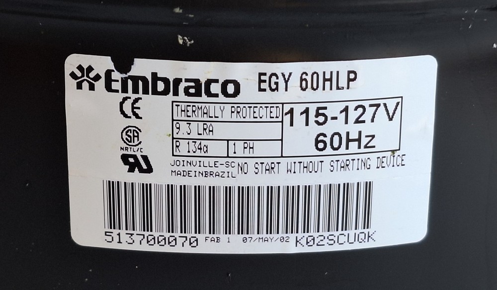 Embraco EGY60HLP Refrigerator Compressor