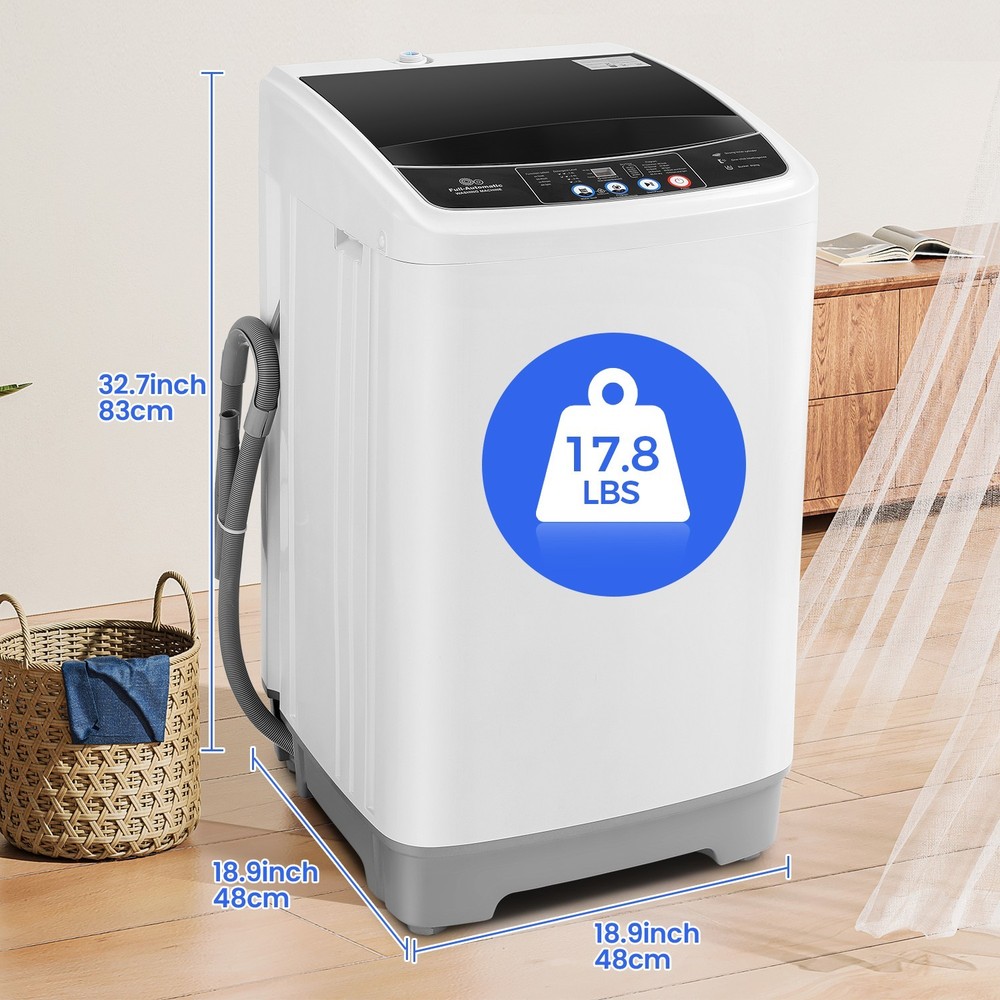 Full Automatic Portable Washing Machine 15.6lbs Washer Dryer Combo w/10 Programs