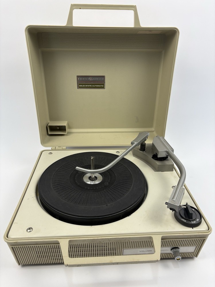Vintage General Electric Portable Record Player, Solid State Automatic 4-Speed
