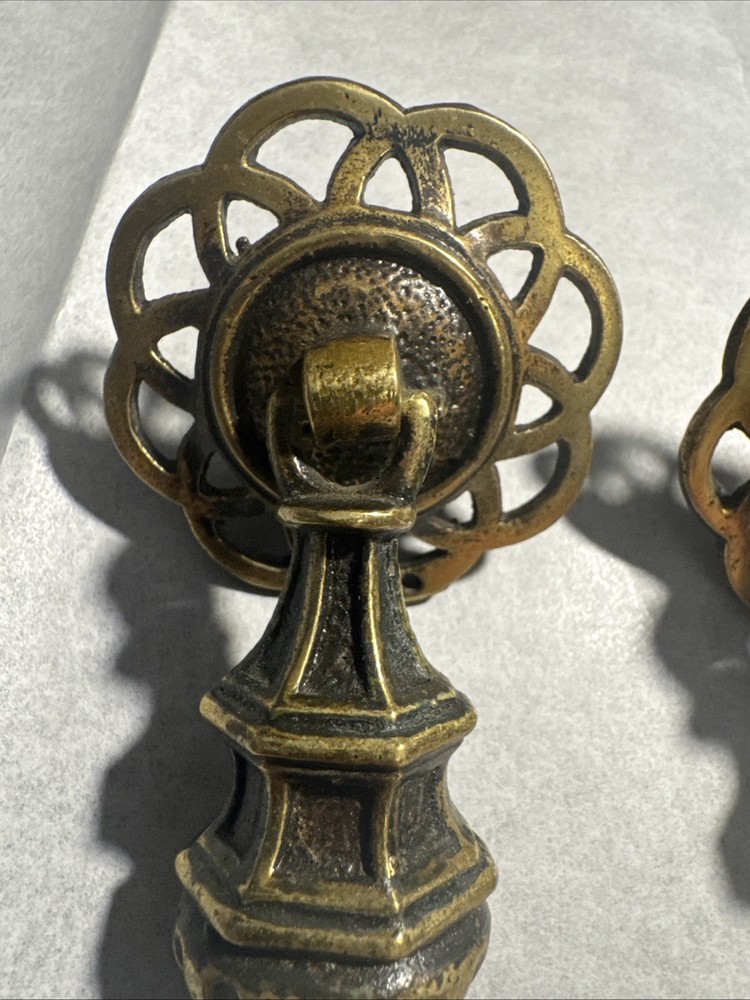 Vintage Drawer Pulls With Number On Back. Set Of 2.