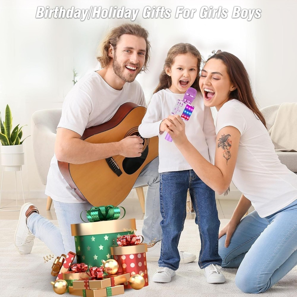 Light Purple Portable Karaoke Microphone with Speaker & Echo Effect - Q78 Model