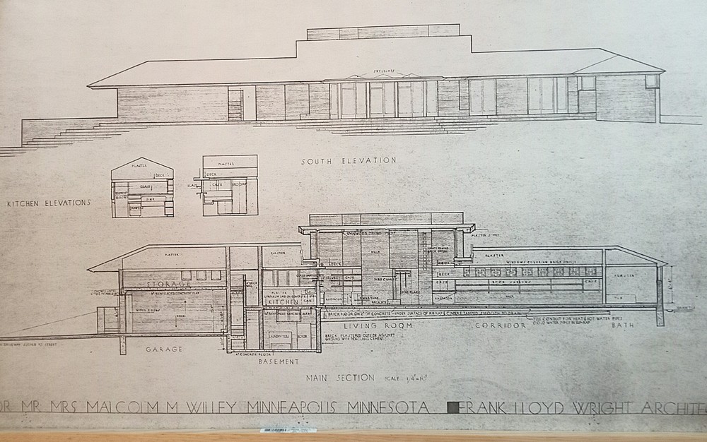 FRANK LLOYD WRIGHT: PLANS FOR MALCOM WILLEY RESIDENCE, SCHEME II, 1938