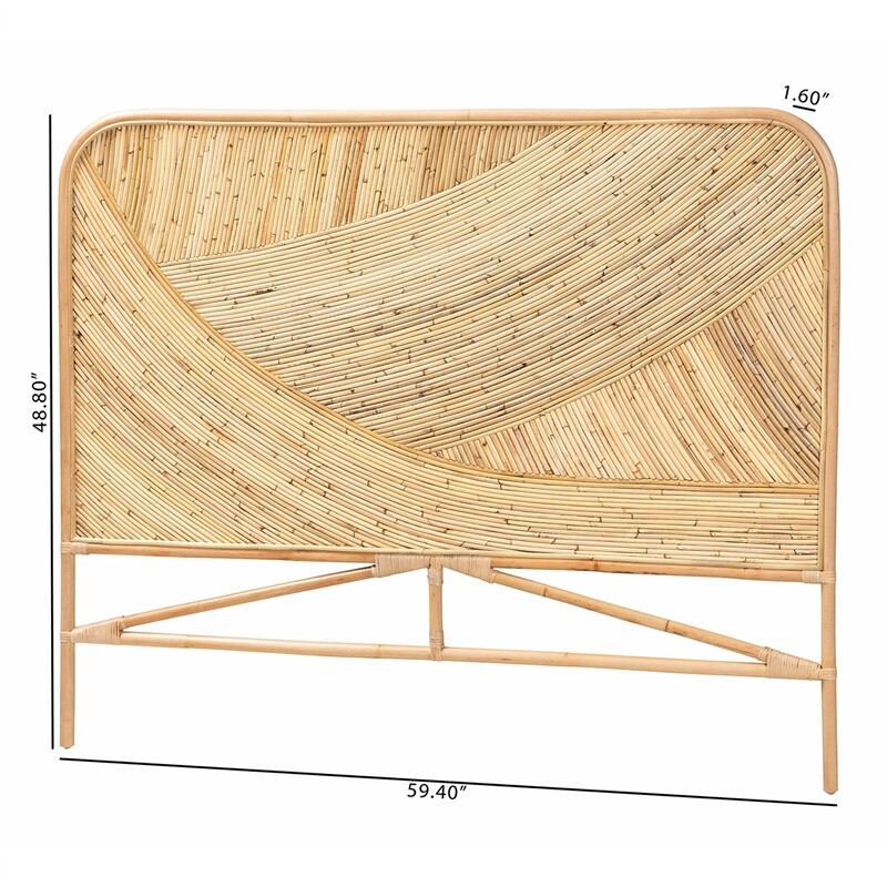 Baxton Studio Delphi Natural Brown Rattan Queen Size Standalone Headboard