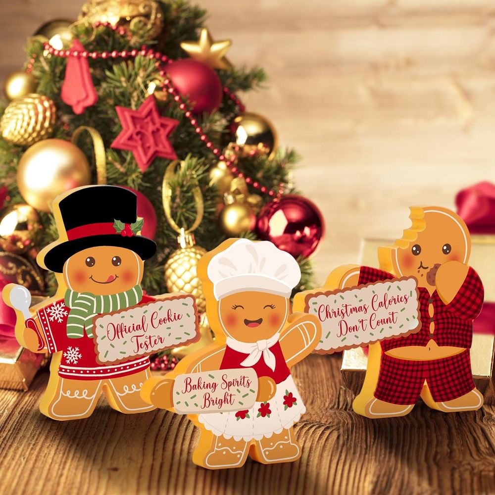 COCHIE Gingerbread Man Christmas Decorations Indoor, Cute Brown