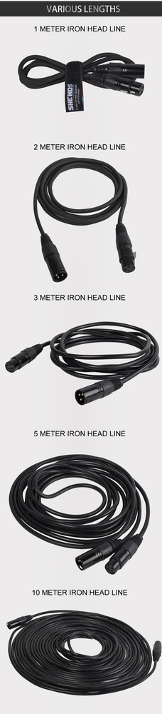 SHEHDS 10Pc 16ft/5M DMX Cables 3 Pin Signal Cable Stage Light Input & Output