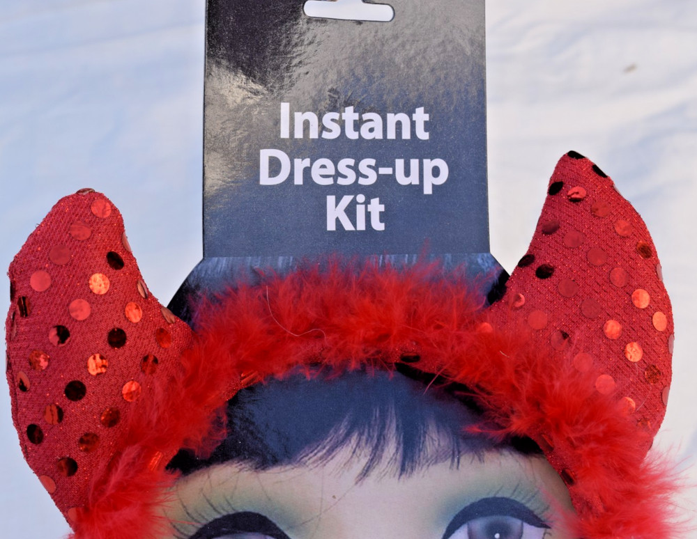Red Sequin Devil Kit Devil Horns Tail Bow-Tie Halloween Costume Accessory Kit