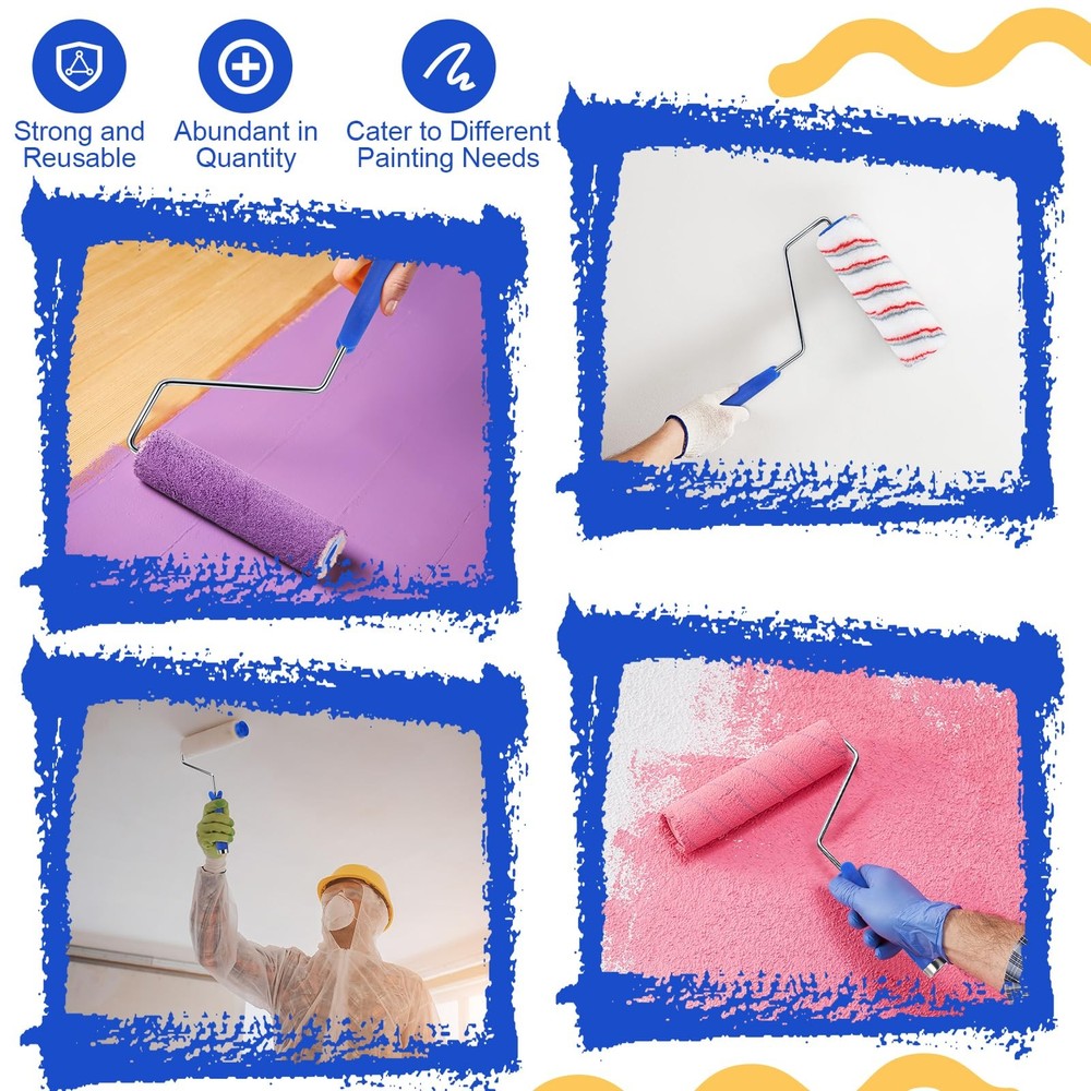 Leumoi 48 Pack 9 Inch Paint Roller Frame 5 Wire Galvanized Handle Bule