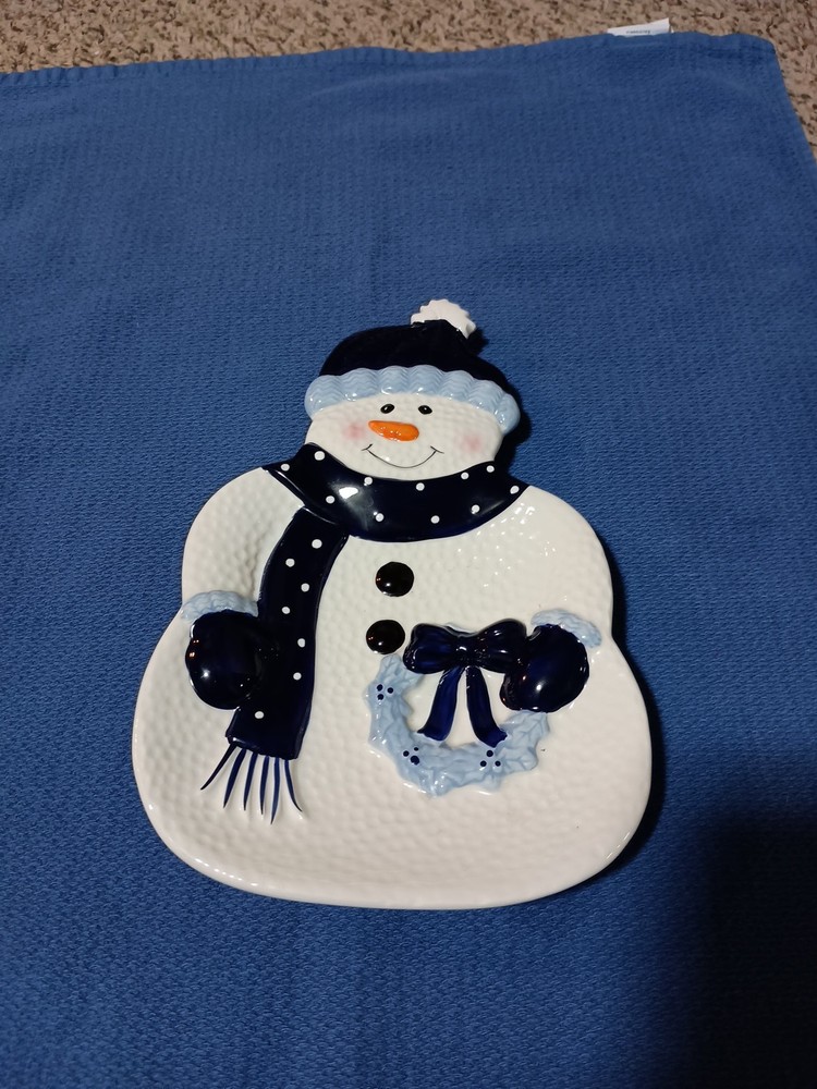 Small Snowman Platter Textured