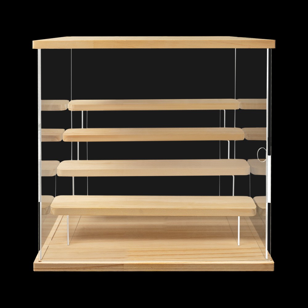 Clear Acrylic Display Case 4 Tier Dustproof Showcase w/LED Light Display Box
