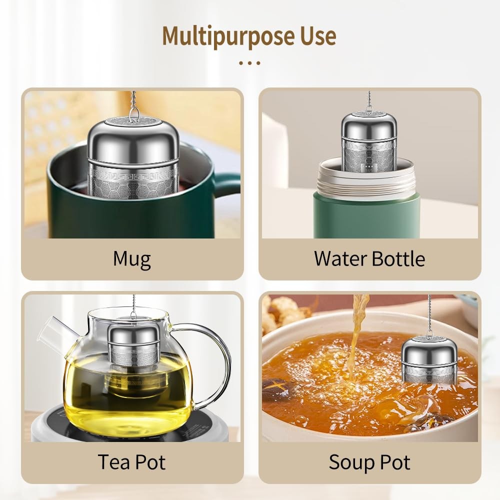 2 Pack Tea Infuser with Drip Tray, Extra Fine Mesh Tea Infusers for Loose Tea...