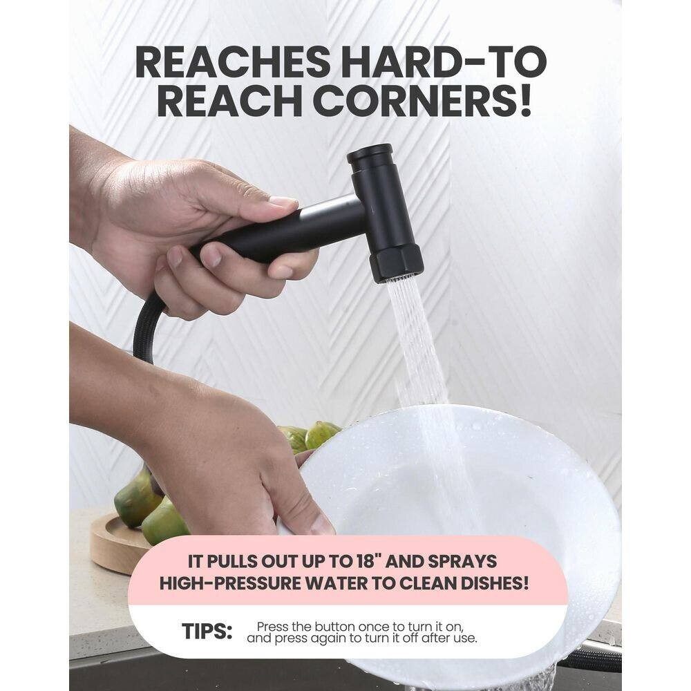 Brass Double Handle Bridge Kitchen Faucet with Side Sprayer