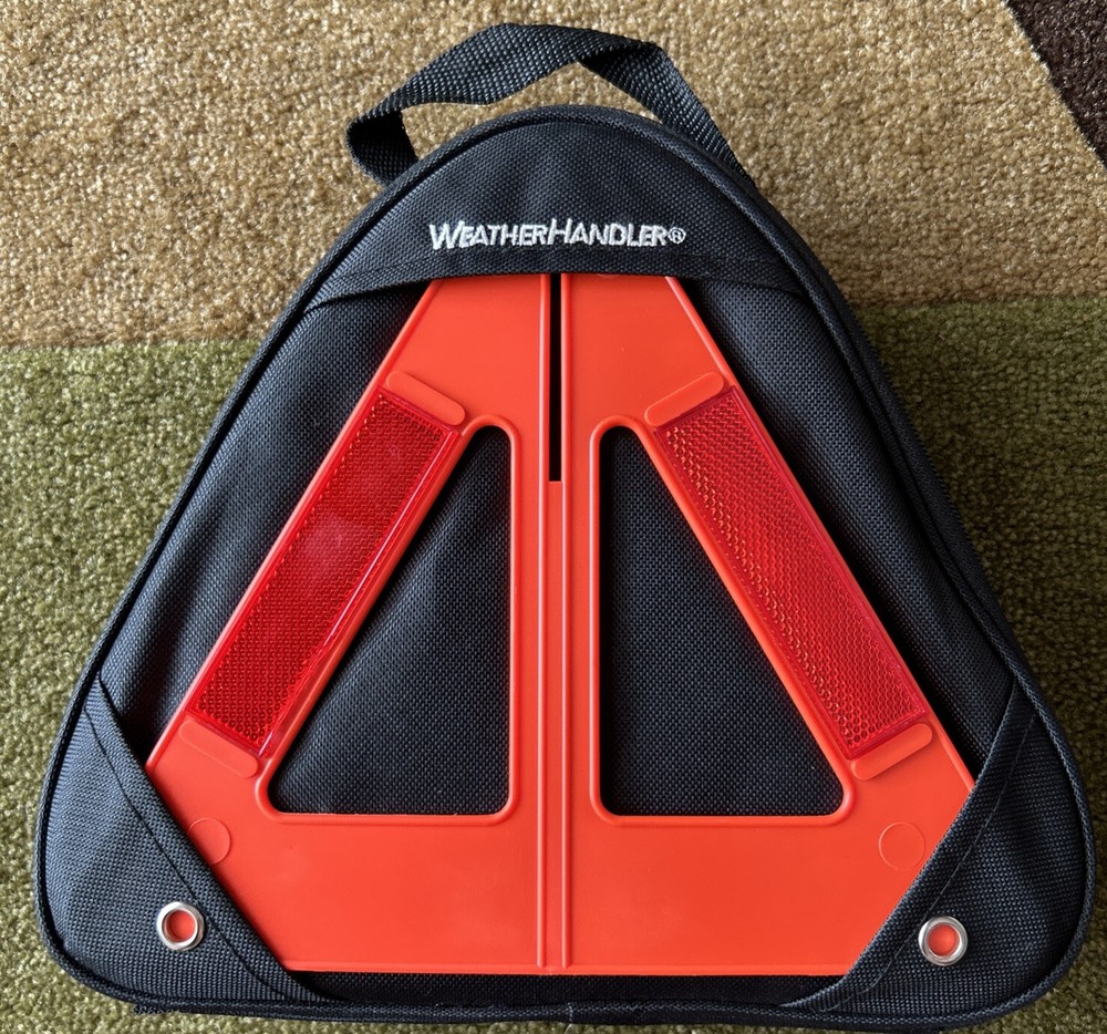 Used Weather Handler Caution Triangle Emergency First Aid and Jumper Cables Kit