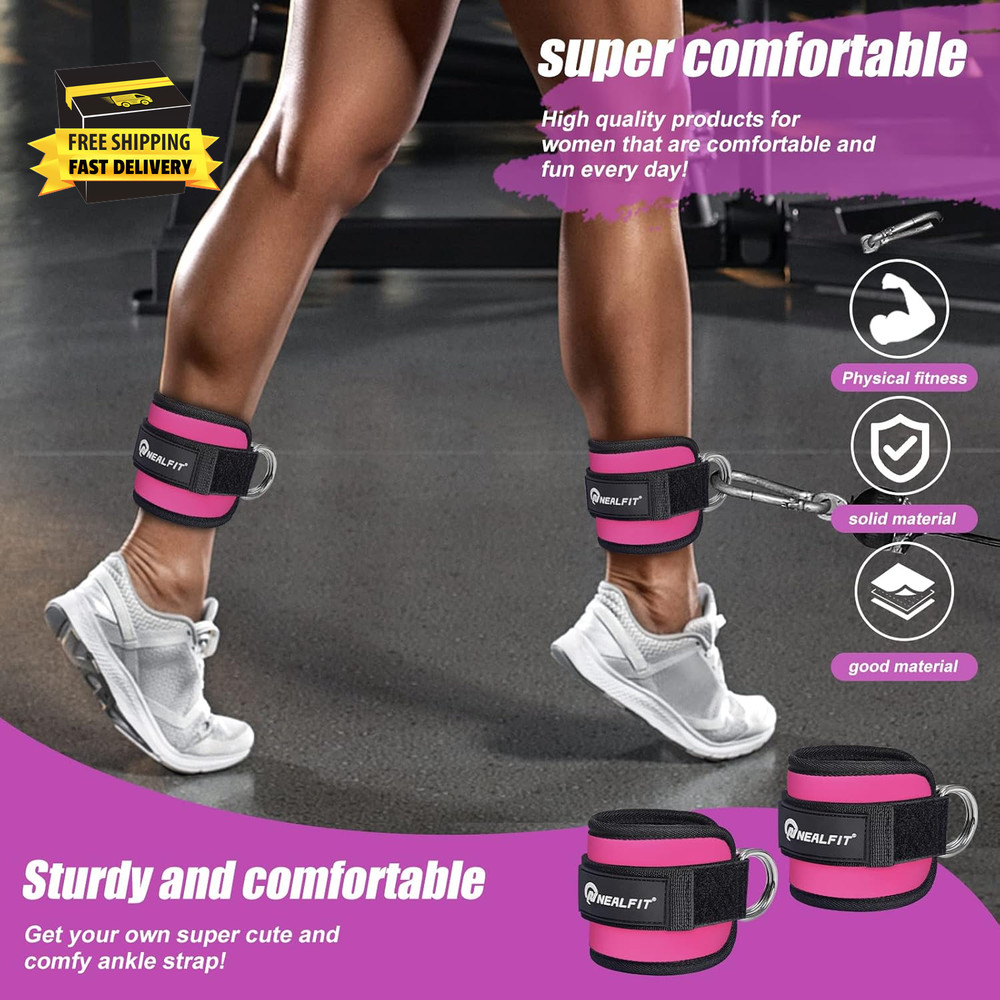 Ankle Strap for Cable Machine, Gym Ankle Cuff for Kickbacks, Leg Extensions, Glu