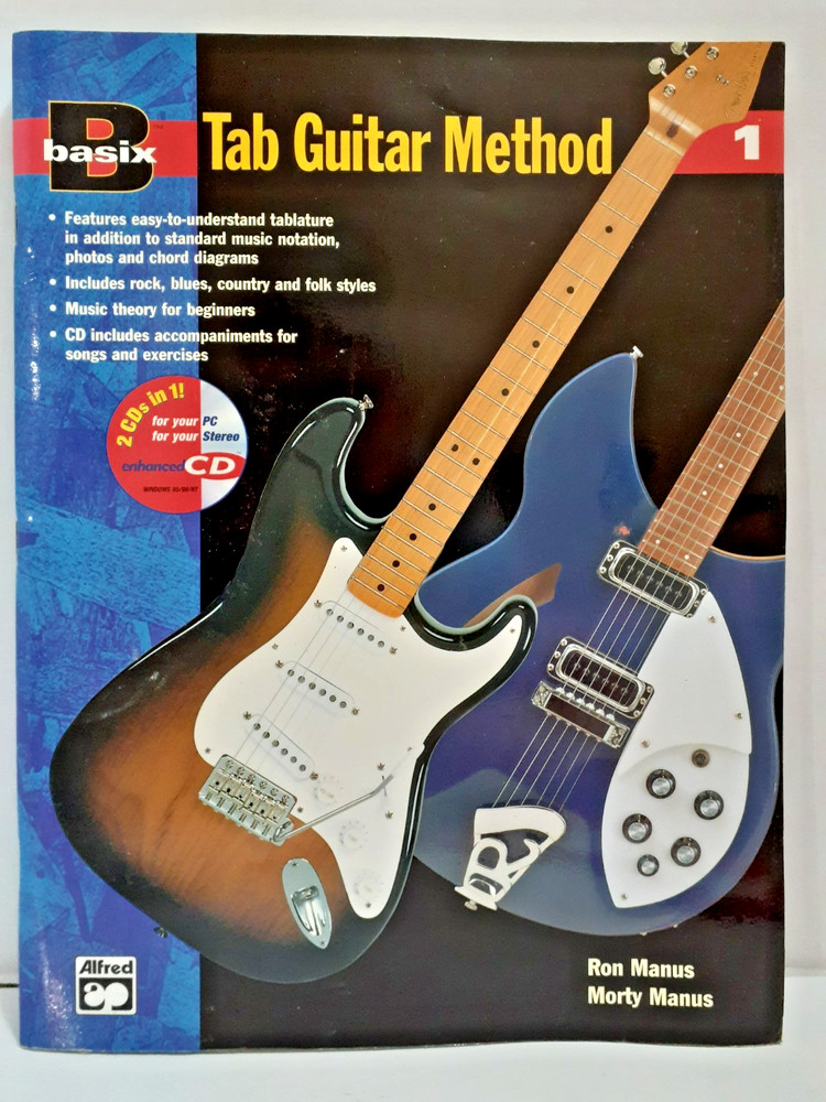 Basix Tab Guitar Method Book 1: Book & Enhanced CD  Ron Manus Morty Manus VG
