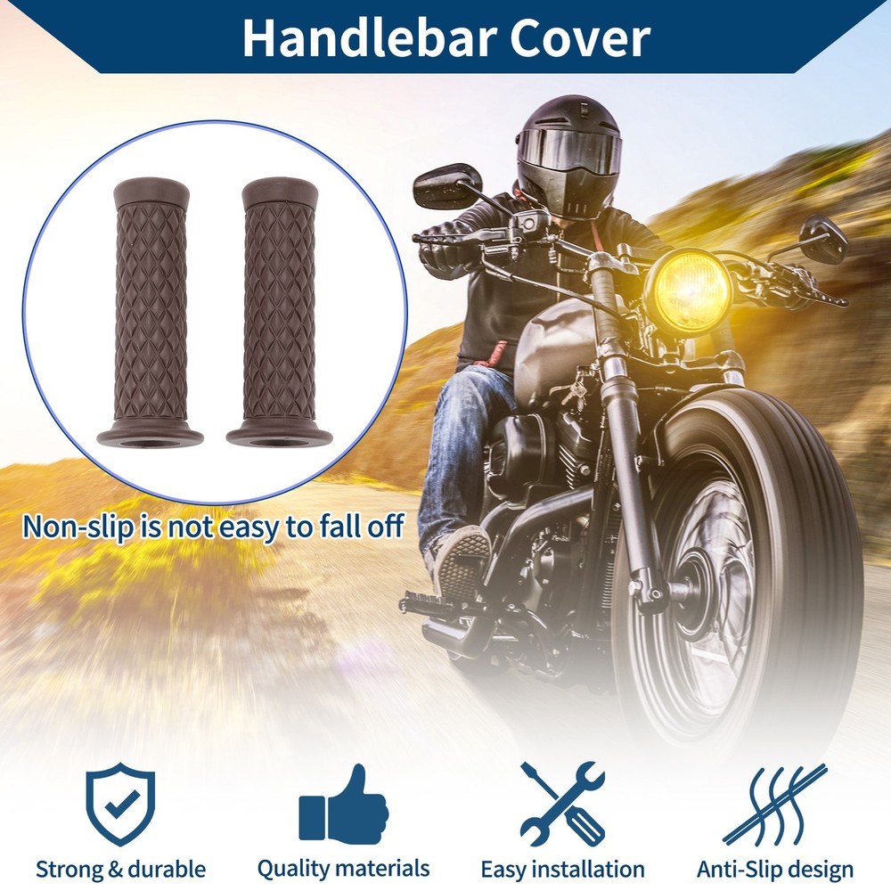 7/8" 22mm Rubber Motorcycle Handlebar Covers for Coffee