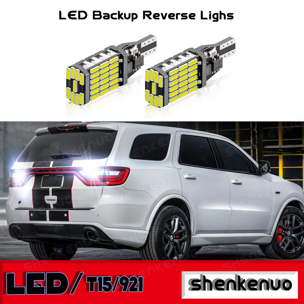 2PC LED Backup Reverse Light Bulbs Kit T15 921 6000K For Dodge Durango 2011-2020