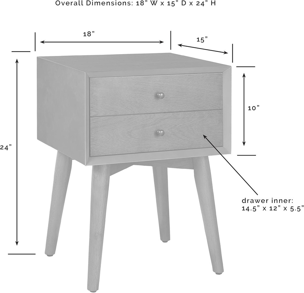 Landon Nightstand Side Table with Drawer, Acorn