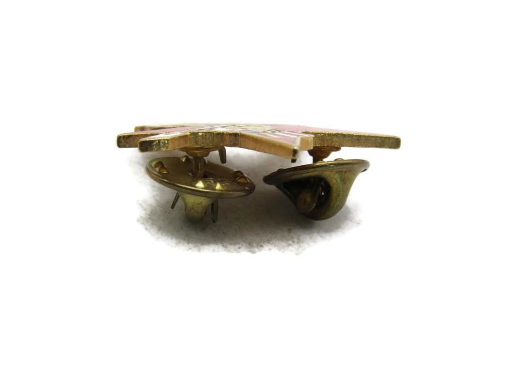 Kayaking Eagle & Red Star Pin Gold Tone