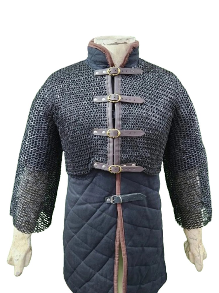 Chain Mail Half Shirt Flat Riveted with Solid rings Chain Mail Jacket Tapered
