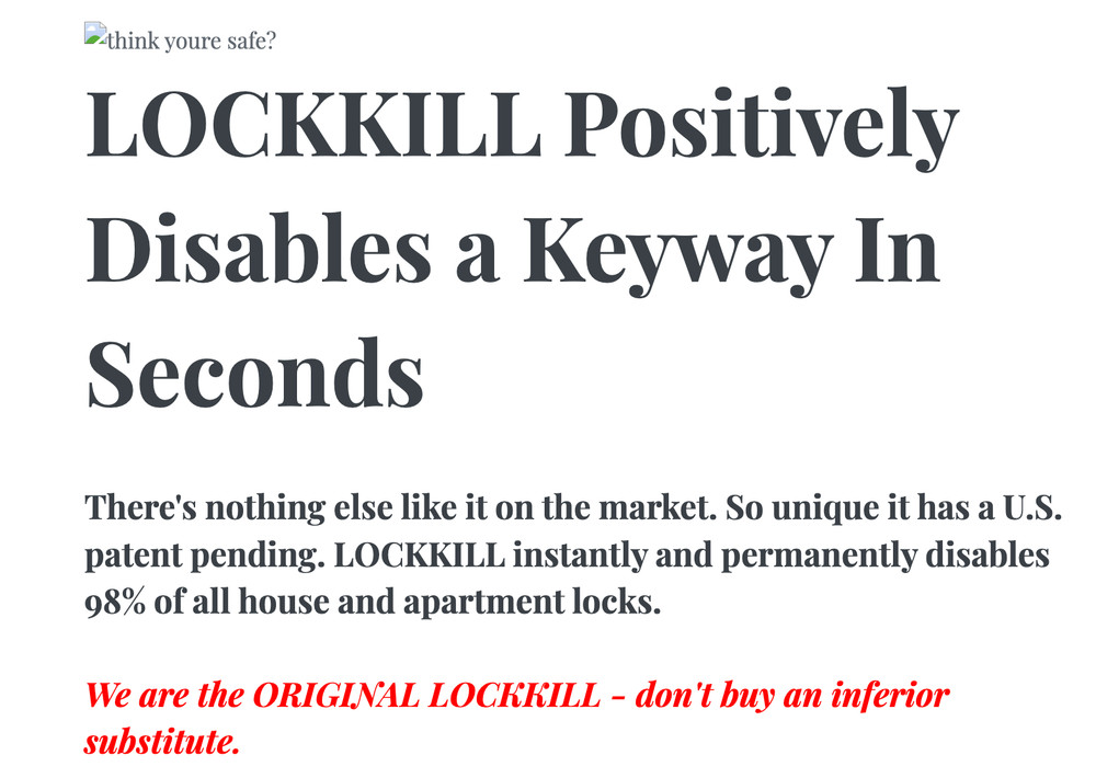 LOCKKILL - disable any lock for safety. Secure Digital Keypads for good.