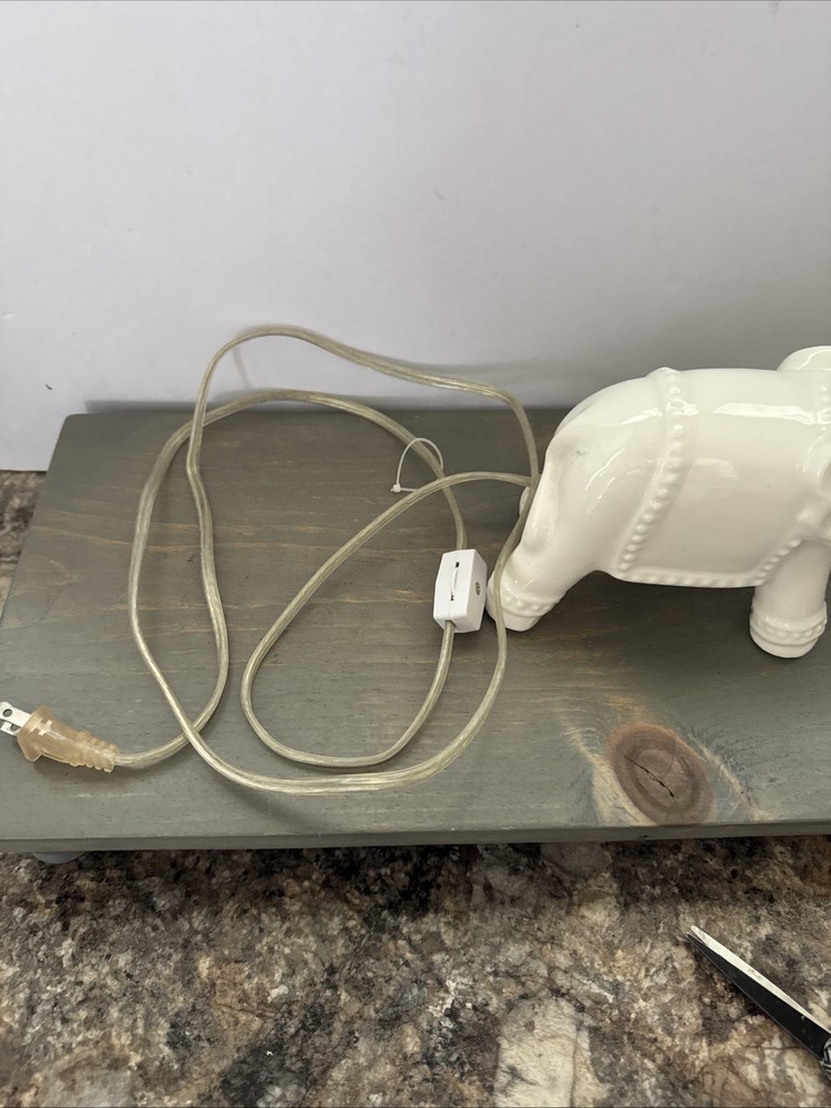 White Ceramic Elephant Night Light Tested Works