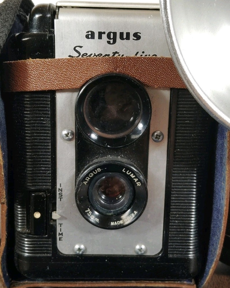 Vintage Argus Super 75 Camera Seventy Five, With Original Leather Case. Untested