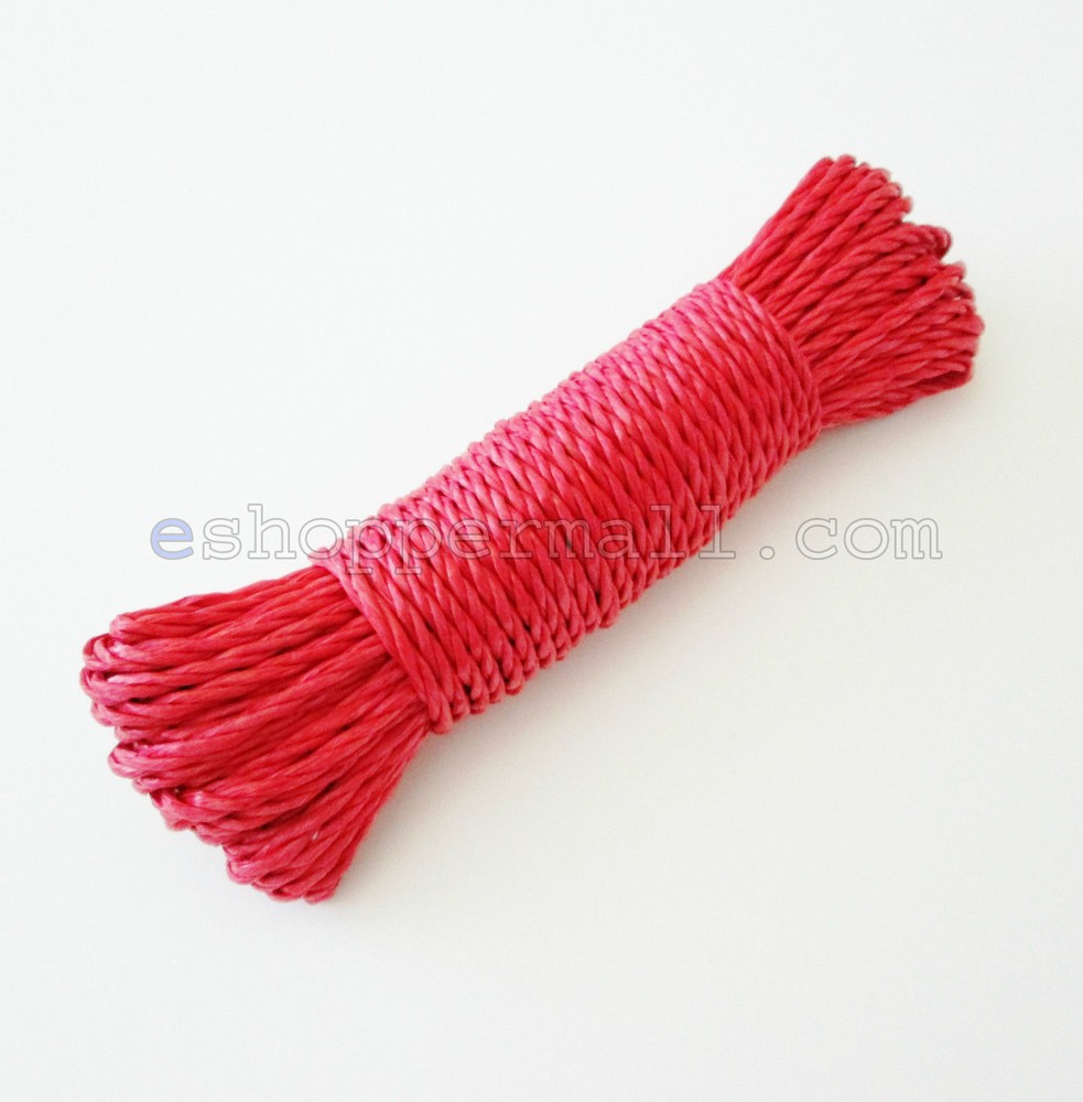 100FT RED or BLUE Plastic Laundry Clothesline Clothes Line Rope String Braided
