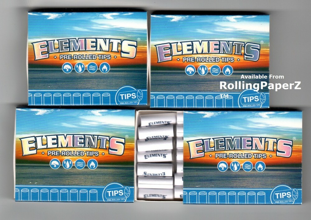 New! ELEMENTS Rolling Papers "PRE-ROLLED TIPS" - 4 PACKS/ 21 PER PACK /84 TOTAL