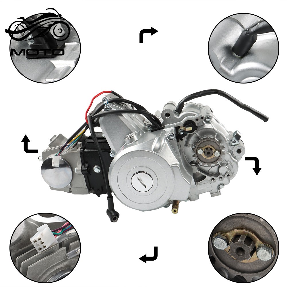 125cc 4 Stroke ATV Engine Motor 3-Speed Semi Auto w/Reverse Electric Start