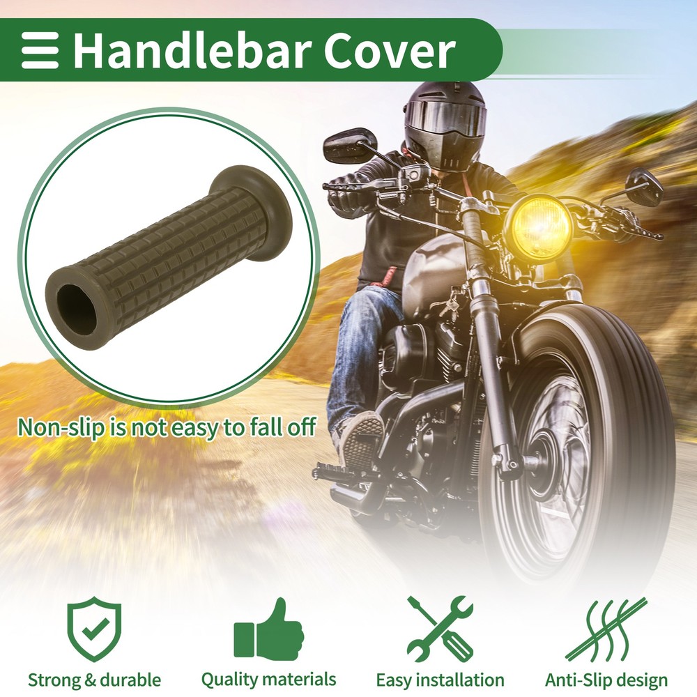 1" 25mm Motorcycle Knobs Handlebar Throttle Cover TPU Green