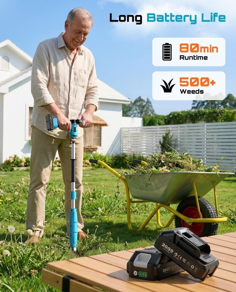 SEESII Stand-Up Weed Puller Tool with 40"-47" Adjustable Handle One Button Eject