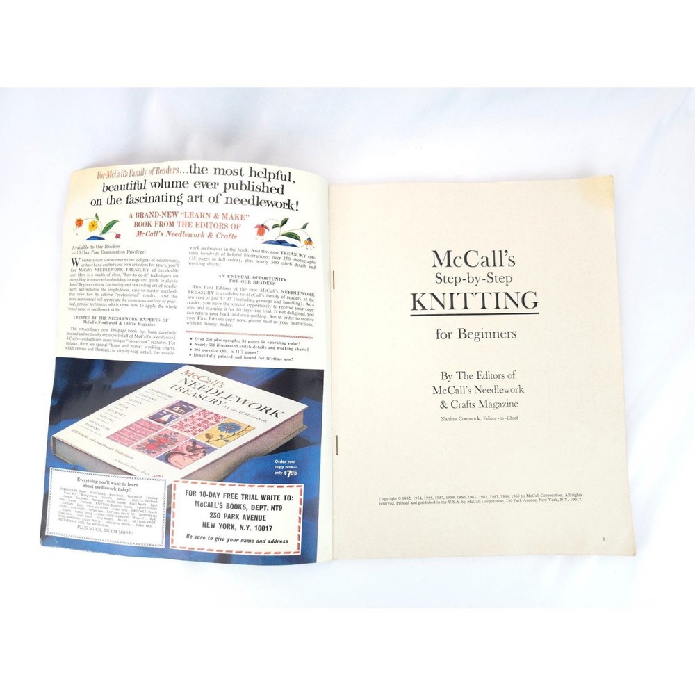 1965 Vintage McCall's Knitting Guide Step by Step For Beginners Paperback