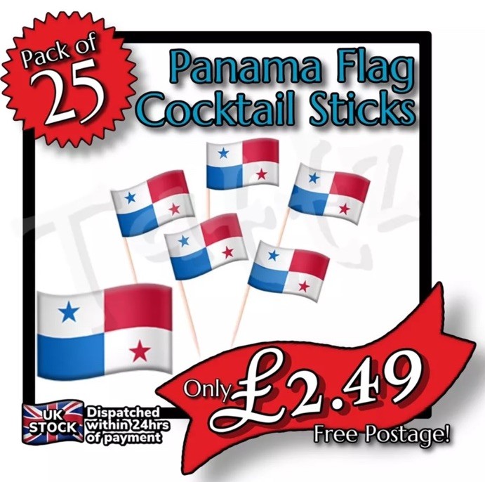 25x Panama Flag Cocktail Sticks