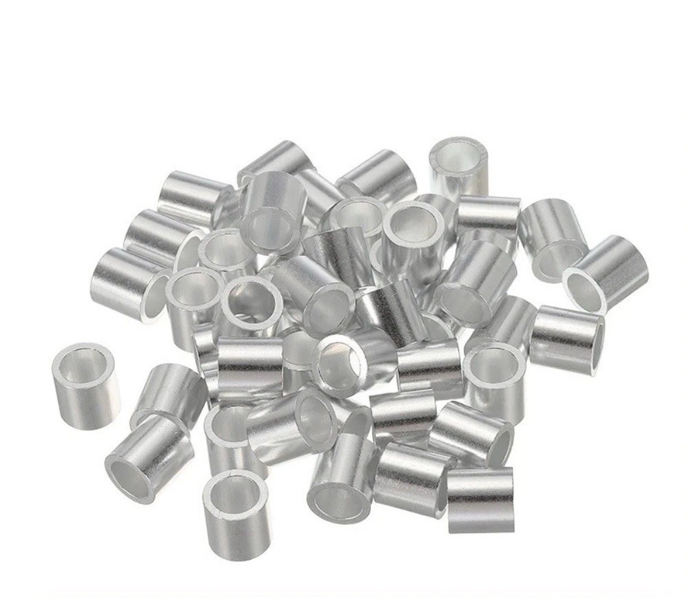 4Pcs 1/2"(12mm) Aluminum Crimping Loop Sleeve Round Wire Rope Stop Silver