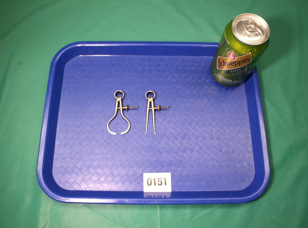 (2) Starrett Spring-Type Outside Inside Caliper 2" Solid Nut Round Leg ID OD 151