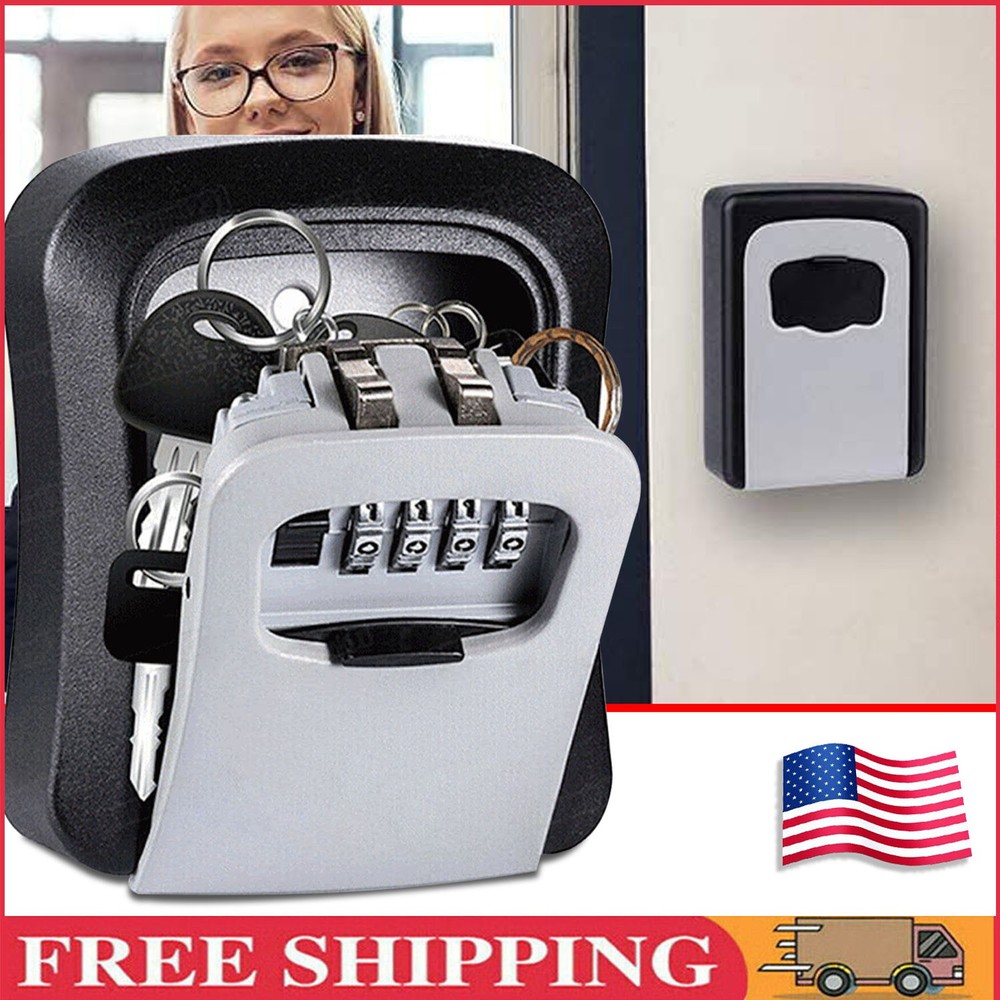 4 Digit Combination Key Lock Box Wall Mount Safe Security Storage Case Organizer