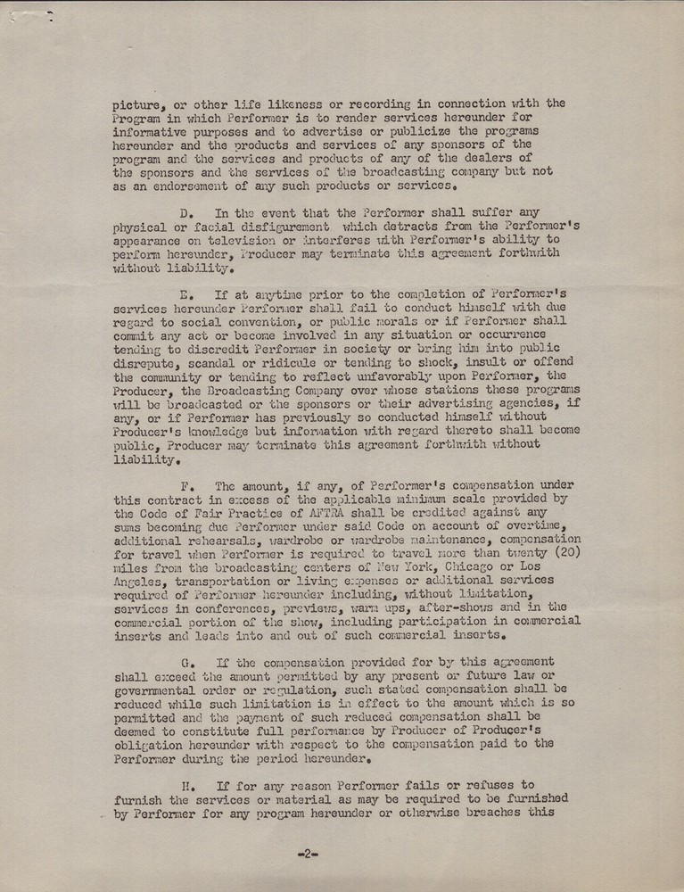 BUDDY HACKETT - CONTRACT SIGNED 12/20/1955