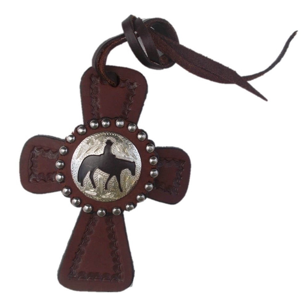 Medium Oil Leather Crosses with Tooling and different Conchos