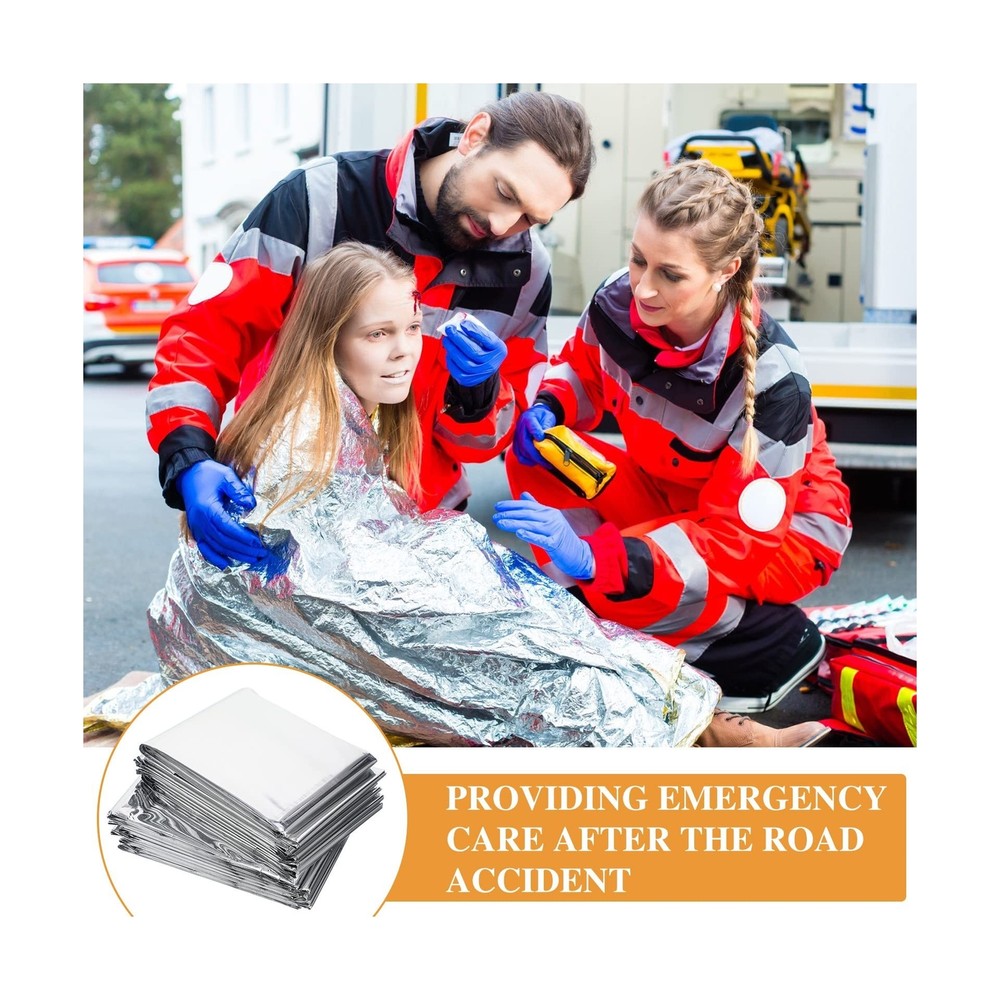 Emergency Blanket Bulk Mylar Survival Thermal Blankets Pack Silver Foil Refle...