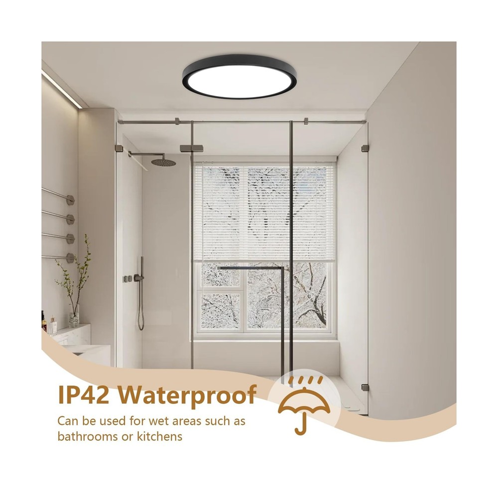 6PK 12 Inch Super Slim LED Flush Mount Ceiling Light, 24W, 2520LM, Selectable...