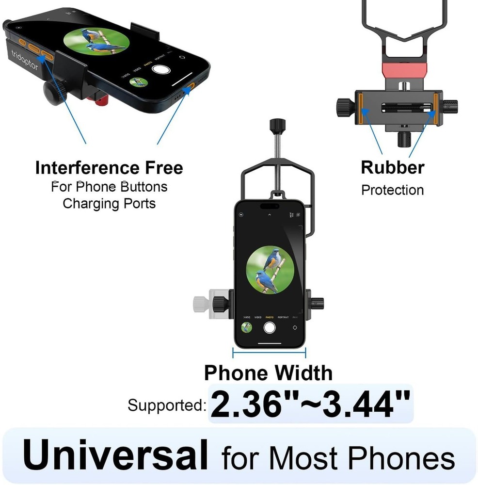 tridaptor - Universal Digiscoping Adapter | High-Precision Phone to Telescope...