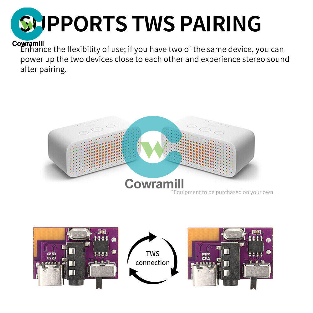 5pcs Type-C DC3.5V-5V 5W Mono Audio Amplifier Bluetooth Decoding Board TWS 3.5mm