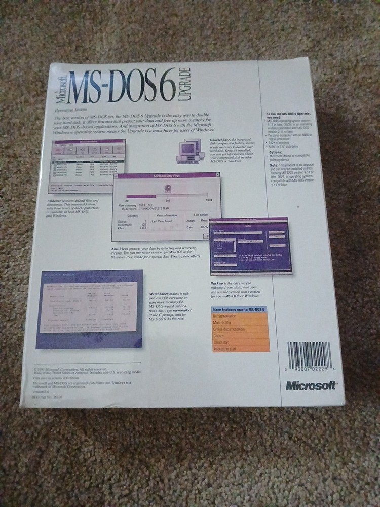 SEALED Microsoft MS DOS 6 Upgrade 5.25 Floppy Disc Operating System